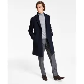 Lauren Ralph Lauren Mens Luther Overcoat Coat 46 Navy Blue Herringbone