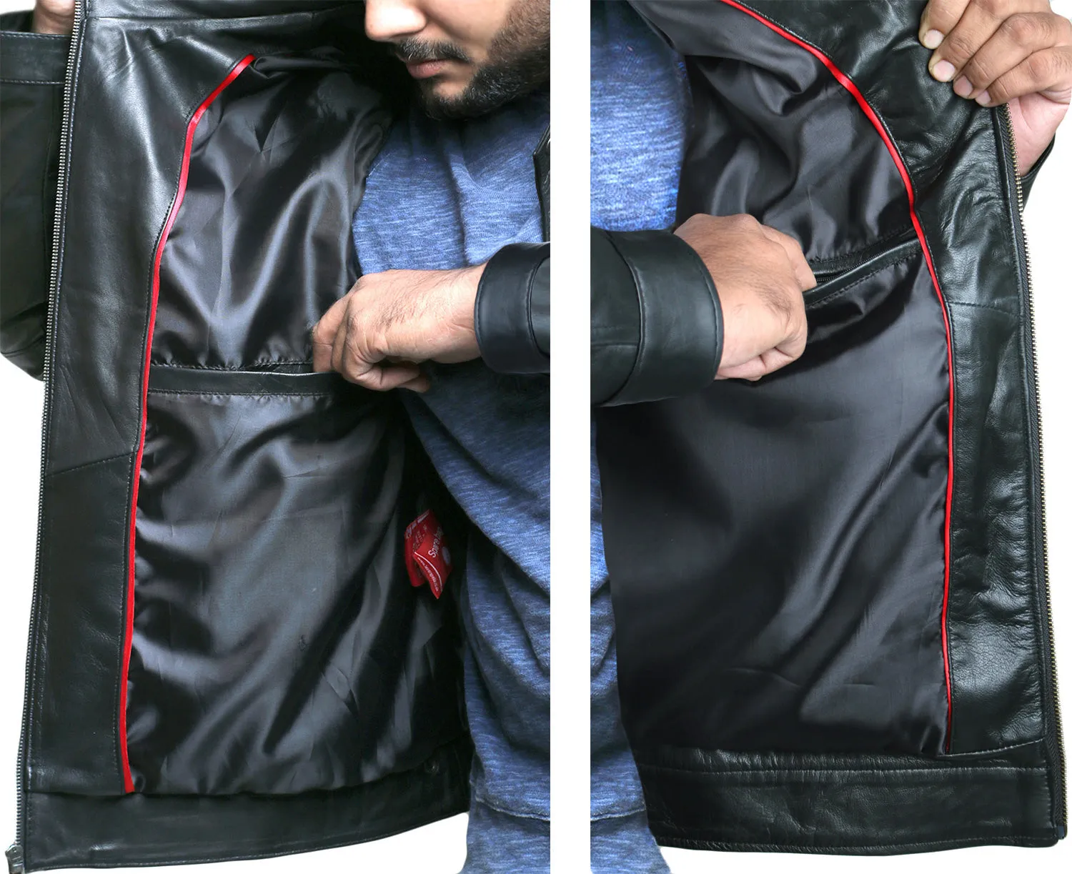 Leather Jackets Hub Mens Synthetic Leather Jacket (Black, Double Rider Jacket) - 1501776