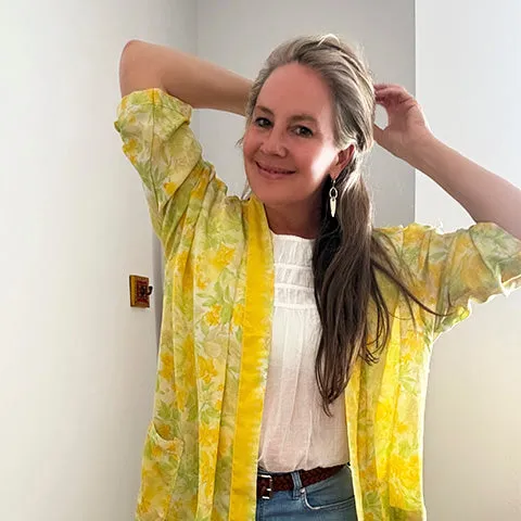 Lemon Chartreuse Silk Kimono