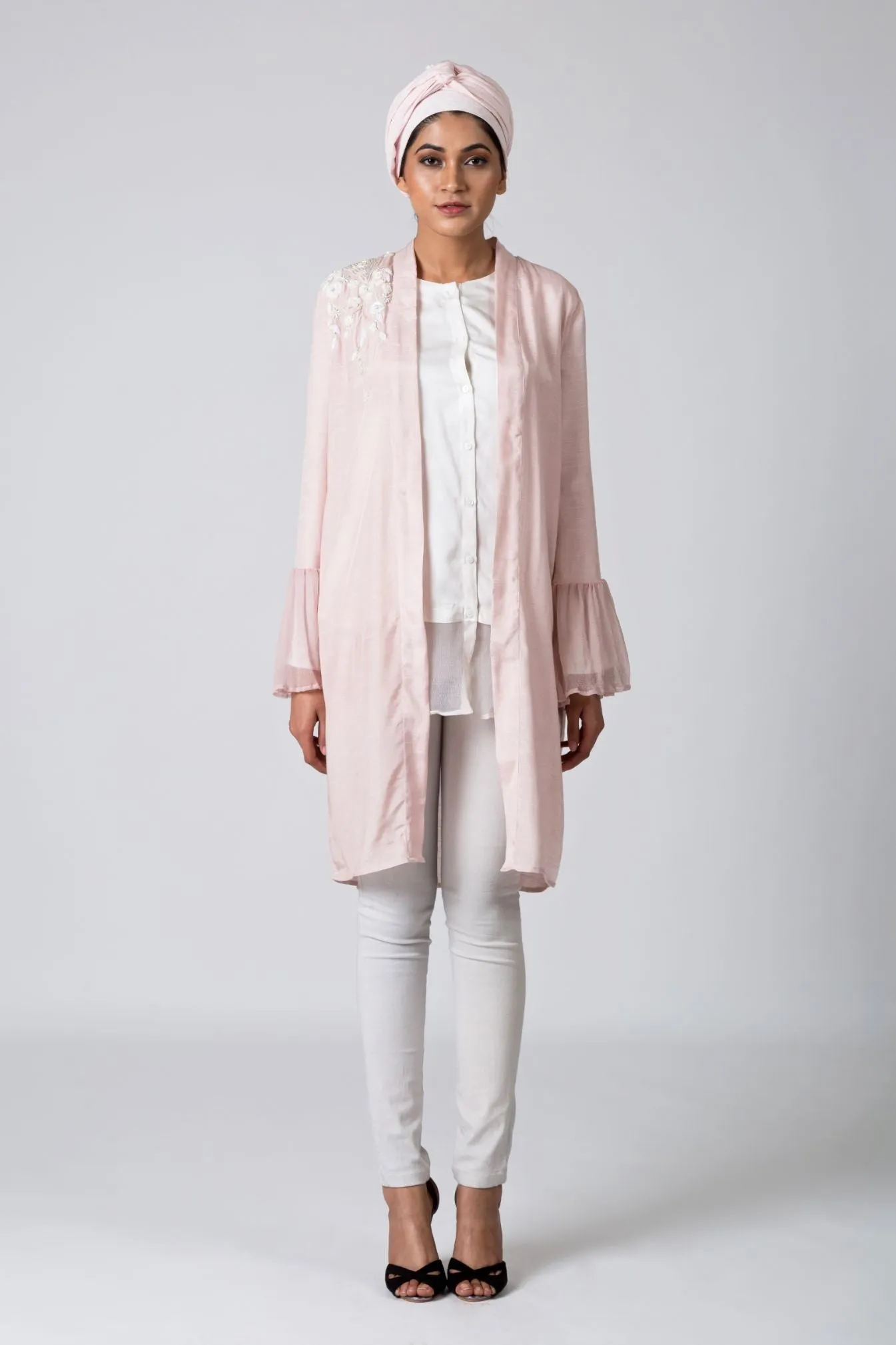 LEYLI Pink Hand Embroidered Kimono