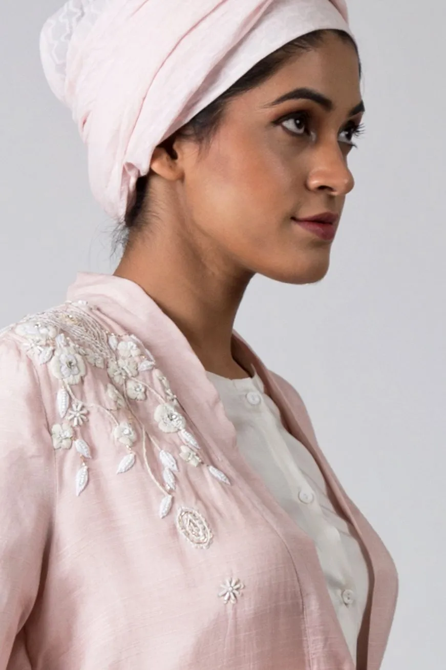 LEYLI Pink Hand Embroidered Kimono