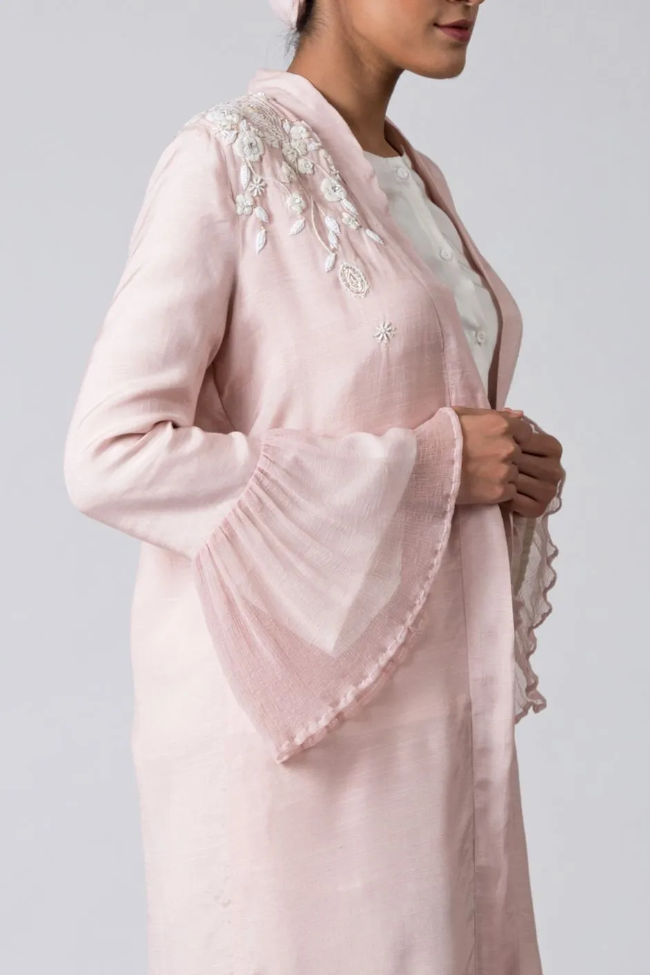 LEYLI Pink Hand Embroidered Kimono