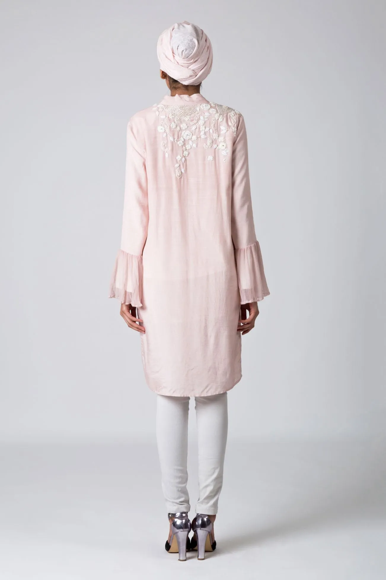 LEYLI Pink Hand Embroidered Kimono