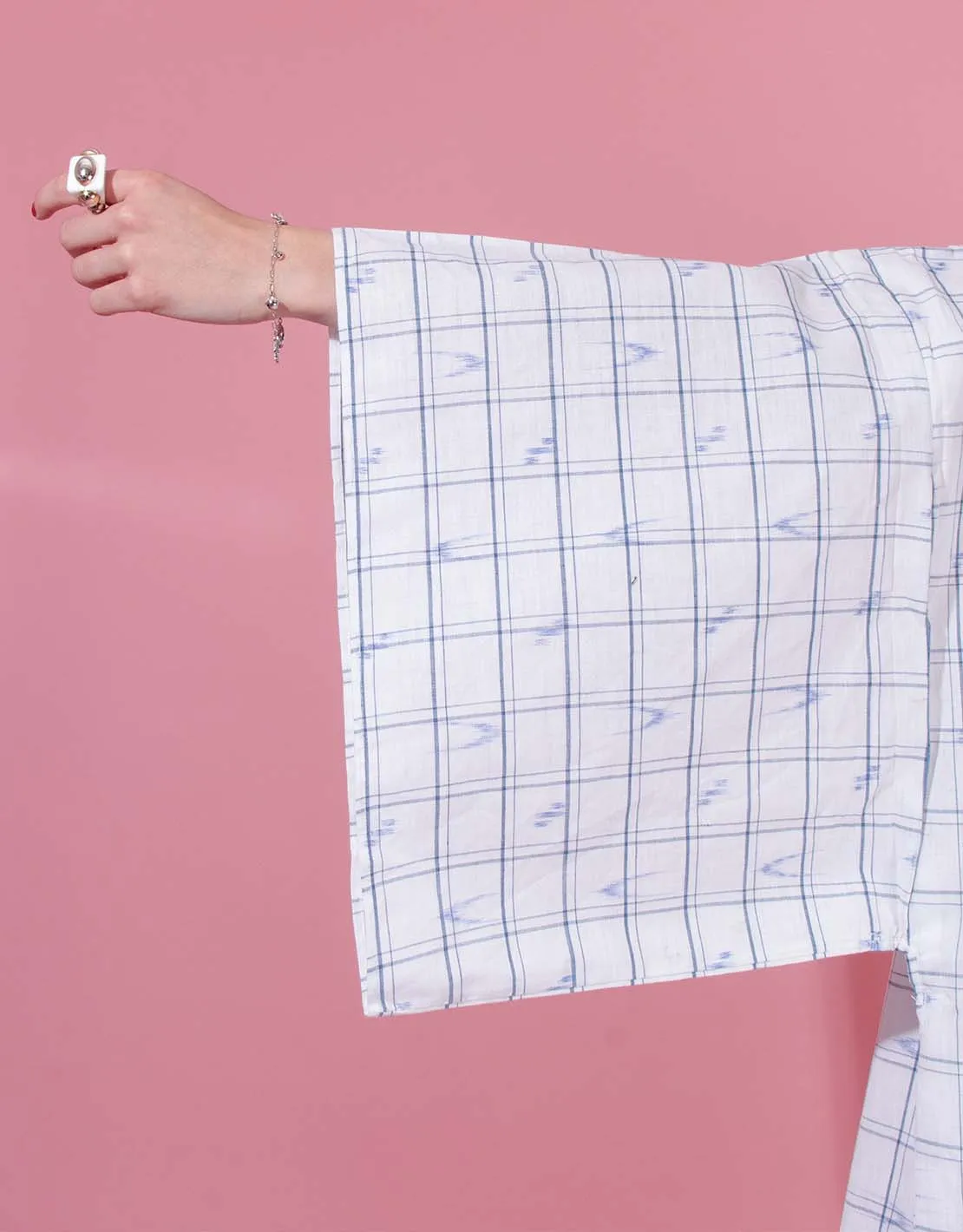 Long chequered kimono
