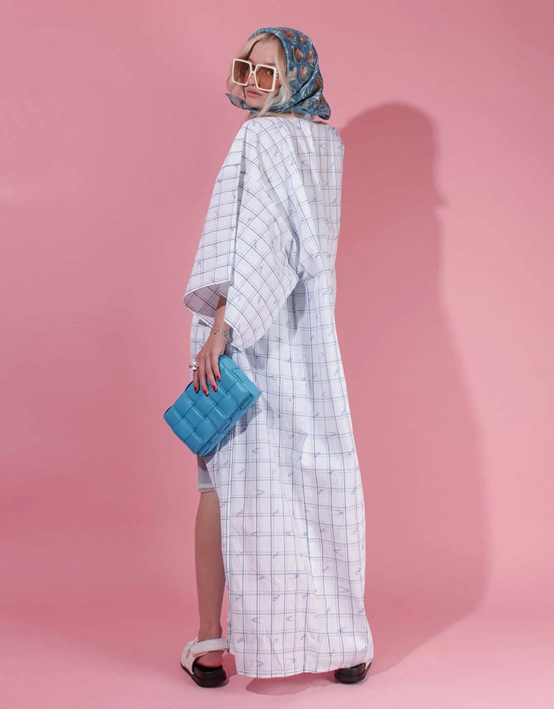 Long chequered kimono