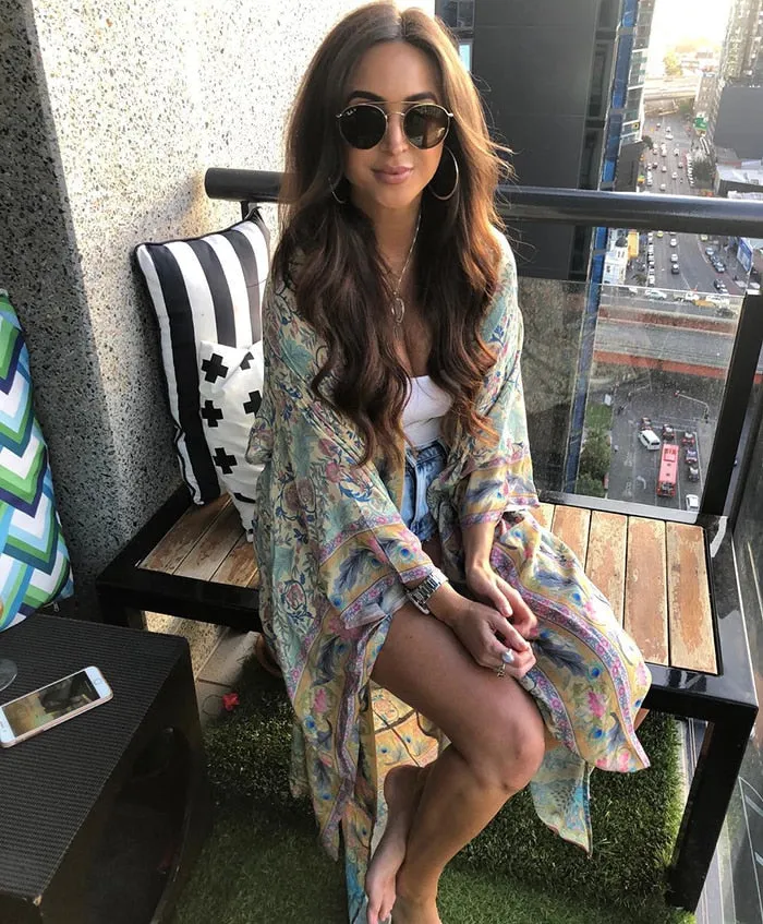 Long Paisley Bohemian Kimono Maxi Dress