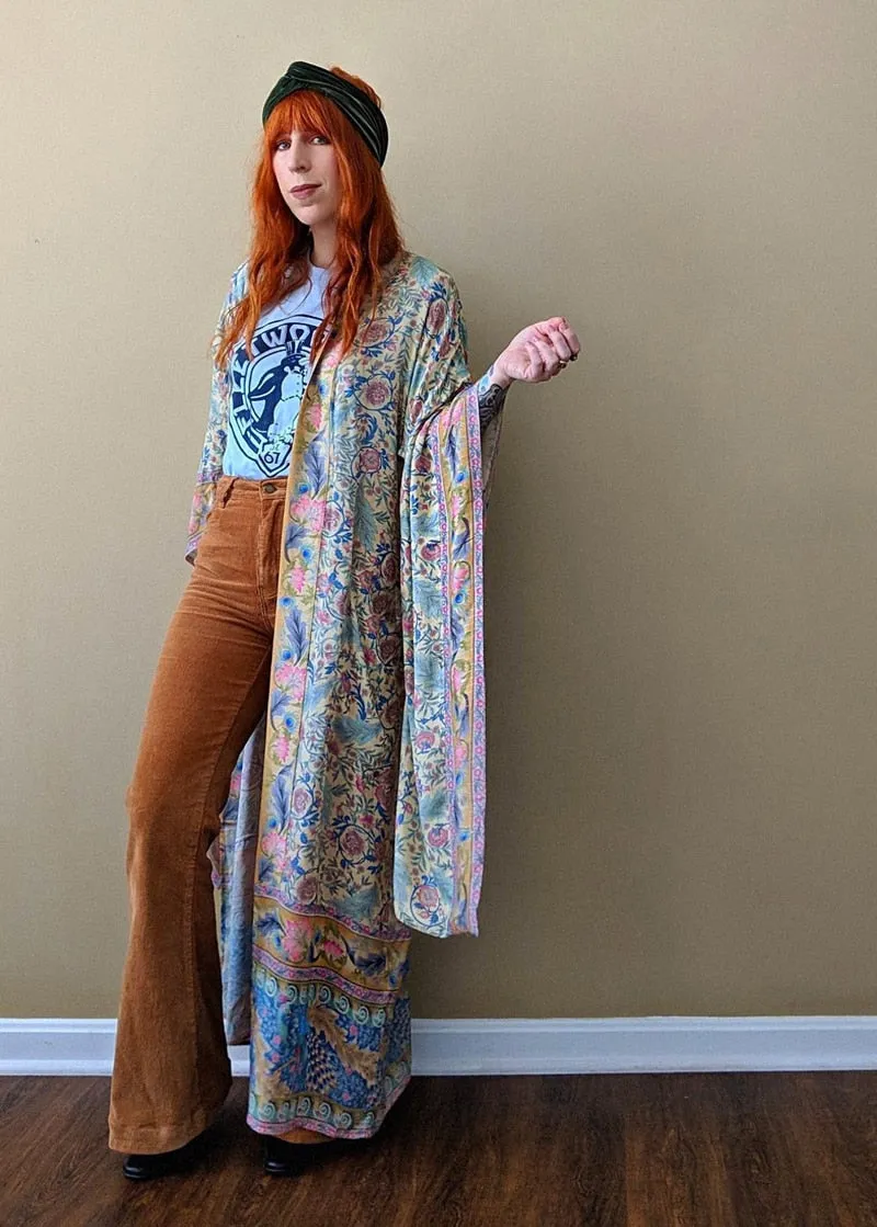 Long Paisley Bohemian Kimono Maxi Dress