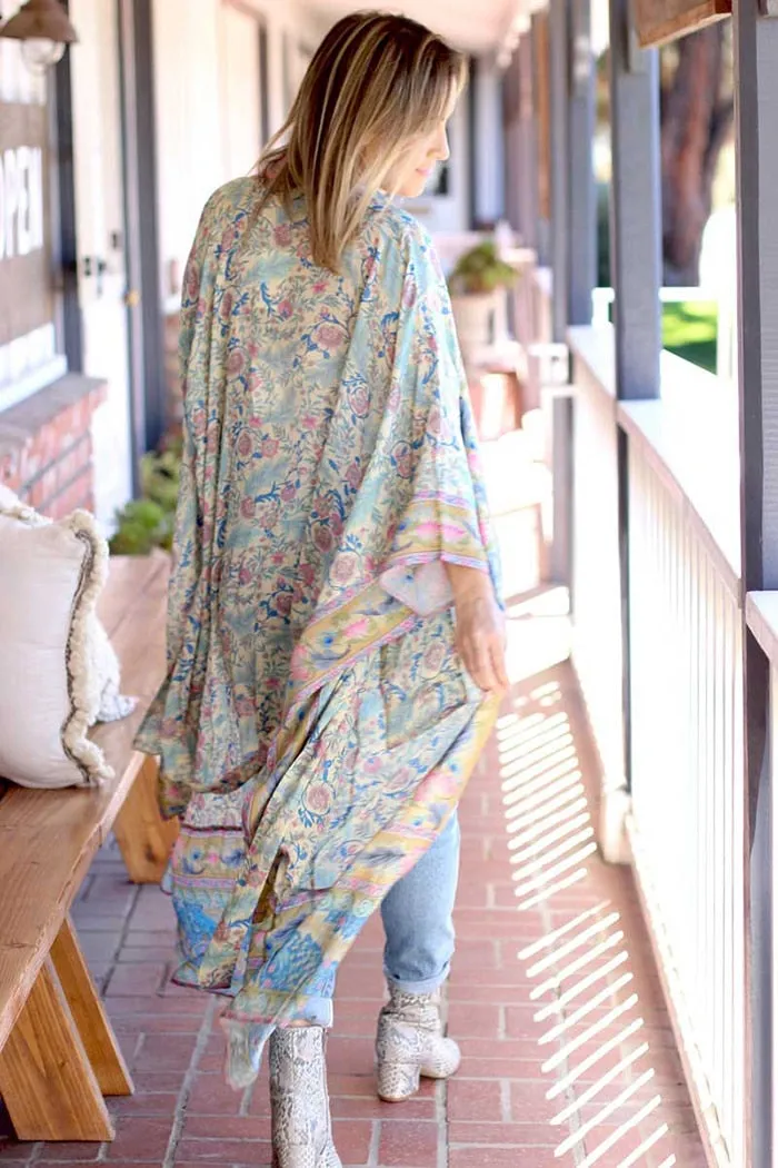 Long Paisley Bohemian Kimono Maxi Dress