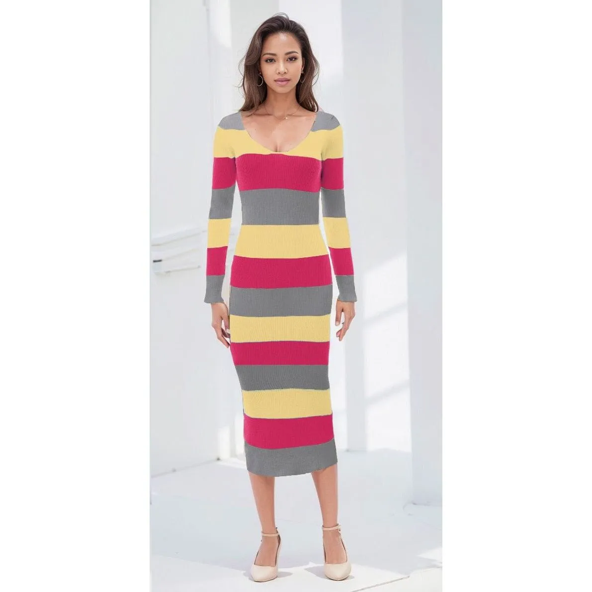 Long Sleeve Bodycon Knitted Dress