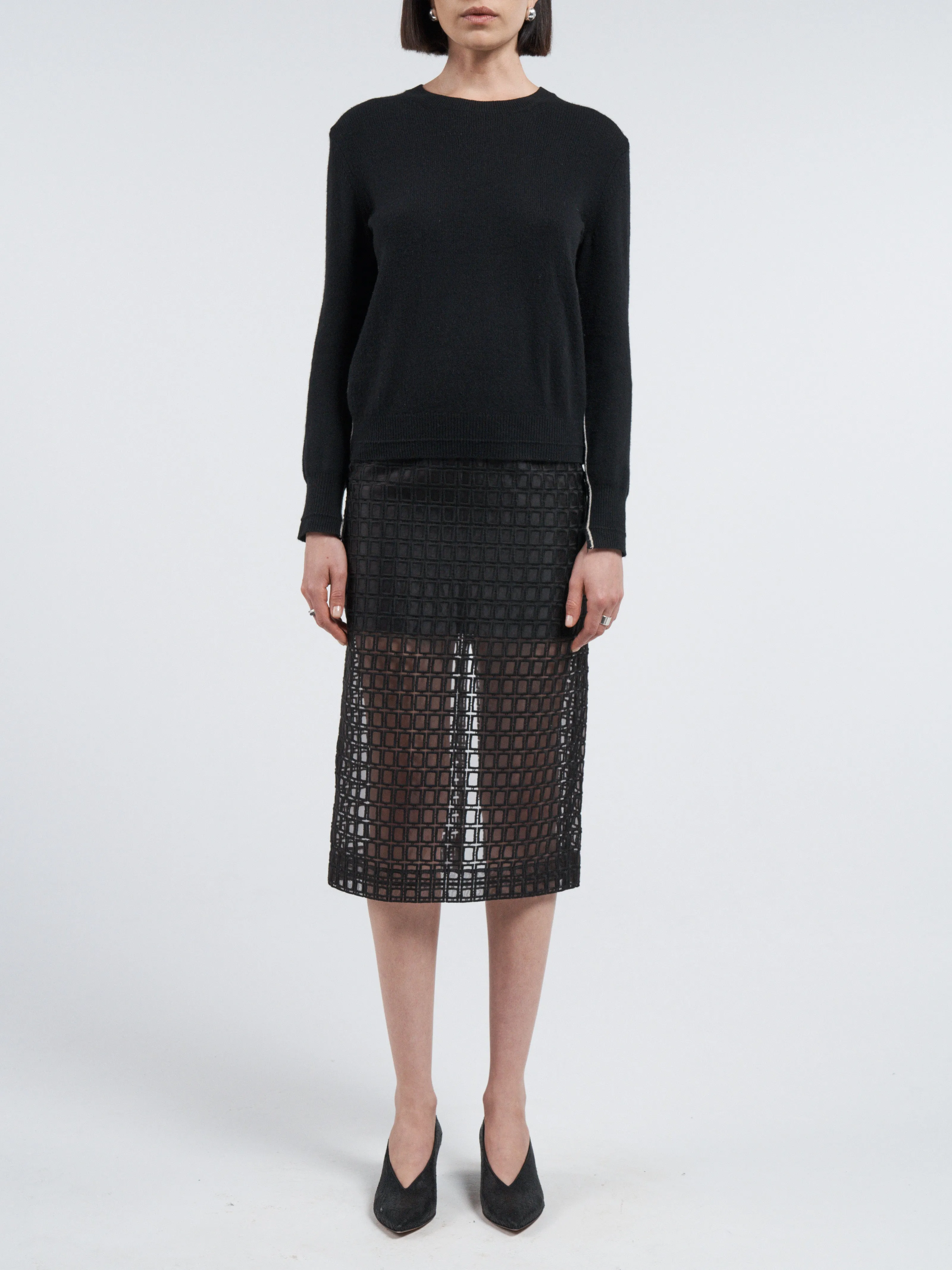 Low Rise Sheer Skirt in Black