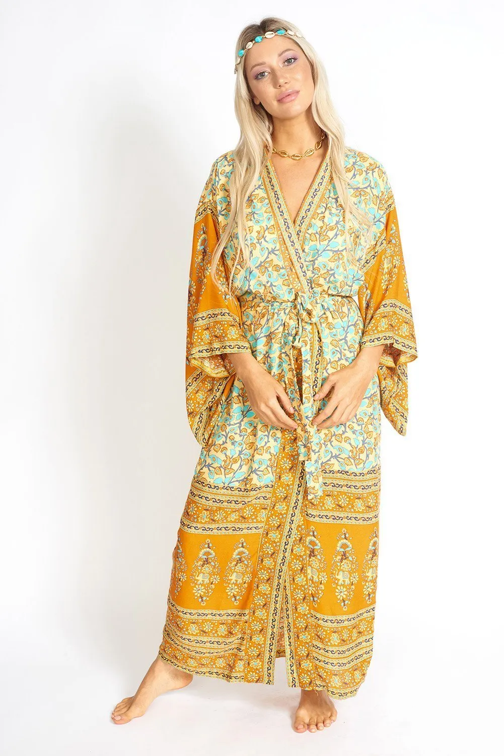 Mía Bohemian Floral Print Kimono Style Robe