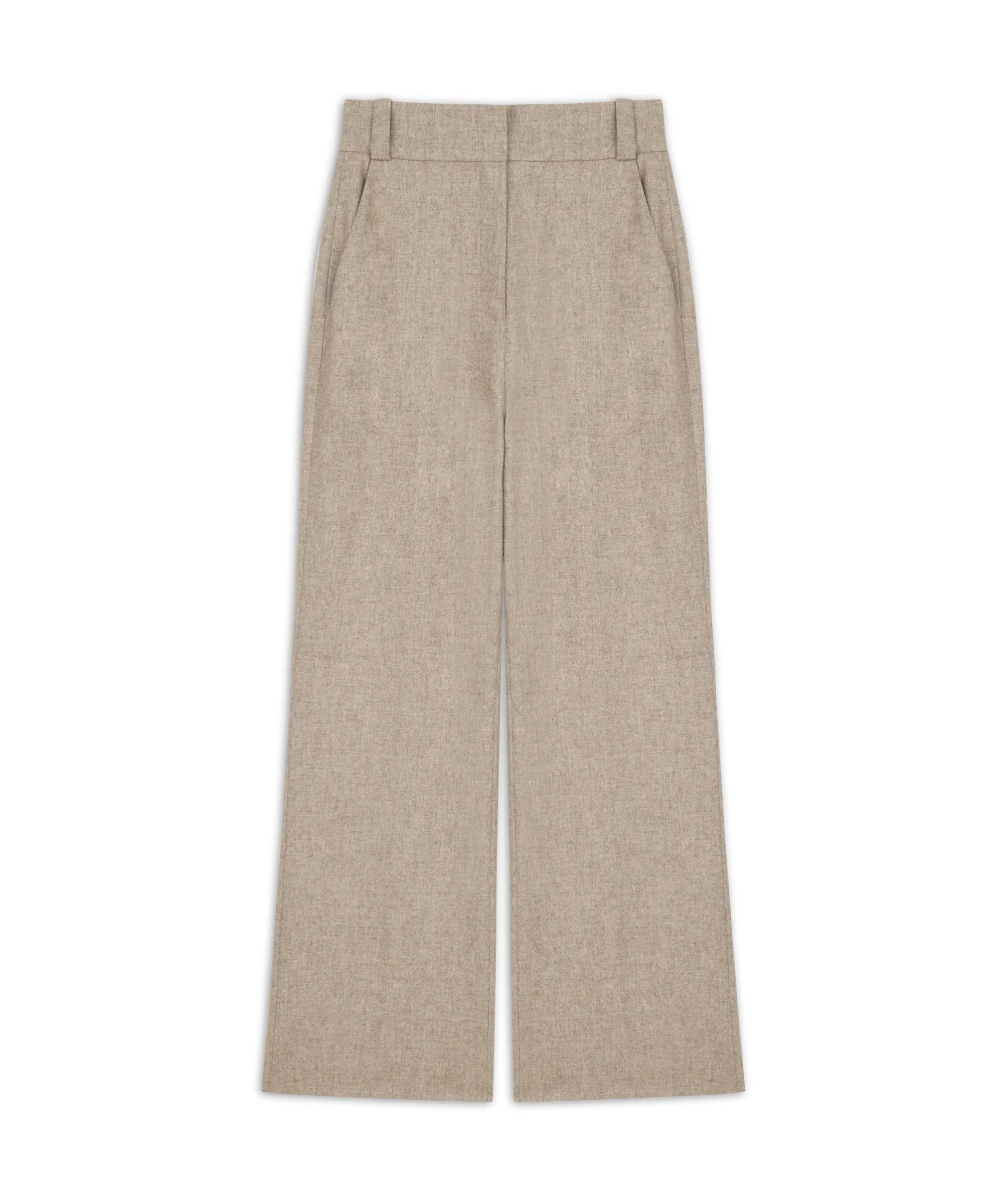 Machka Wool Blend Straight Fit Trousers Beige