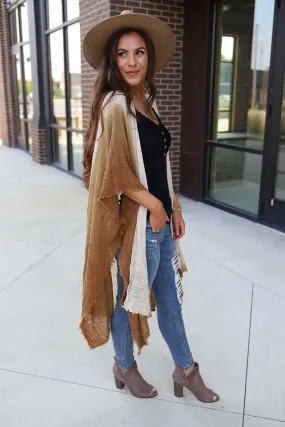 Malina Dip Dyed Ombre' Kimono - Tan
