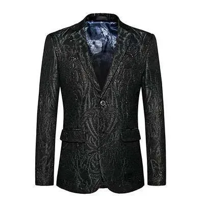 Men Blazer - Black Sequin Blazer