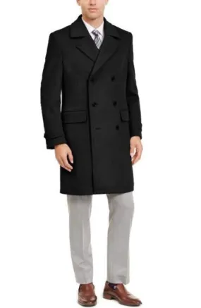 Mens Black Overcoat - Manhattan 34 Inch Double Breasted men's Overcoat - men's Topcoat