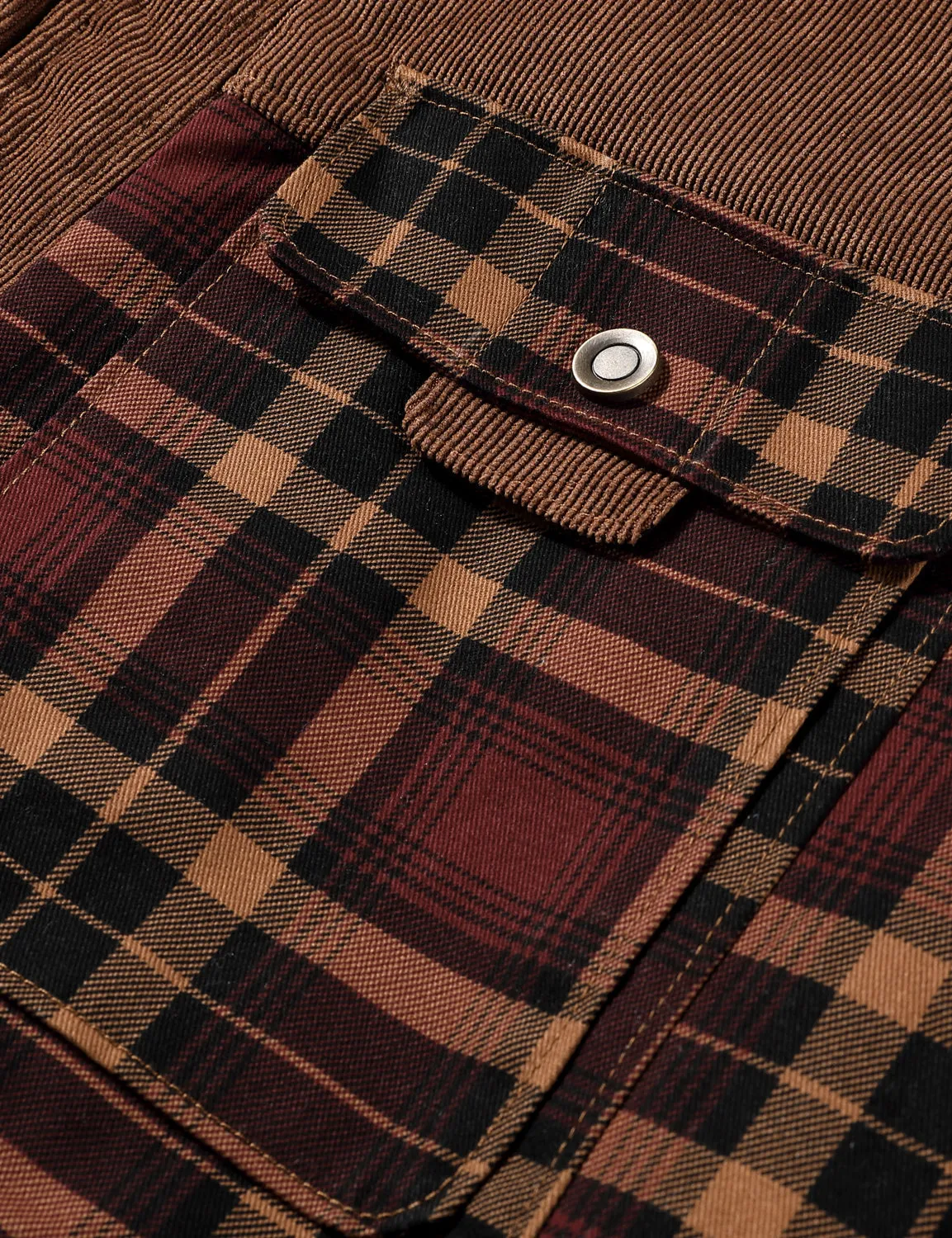 Men's Casual Plaid Flannel Fur Lined Button Up Long Sleeve Warm Shirt Jacket