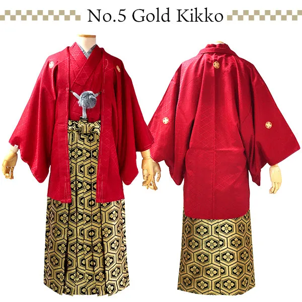 Men's Formal Kimono, Haori, and Hakama 12-Piece FULL Set ＜RED Haori＞