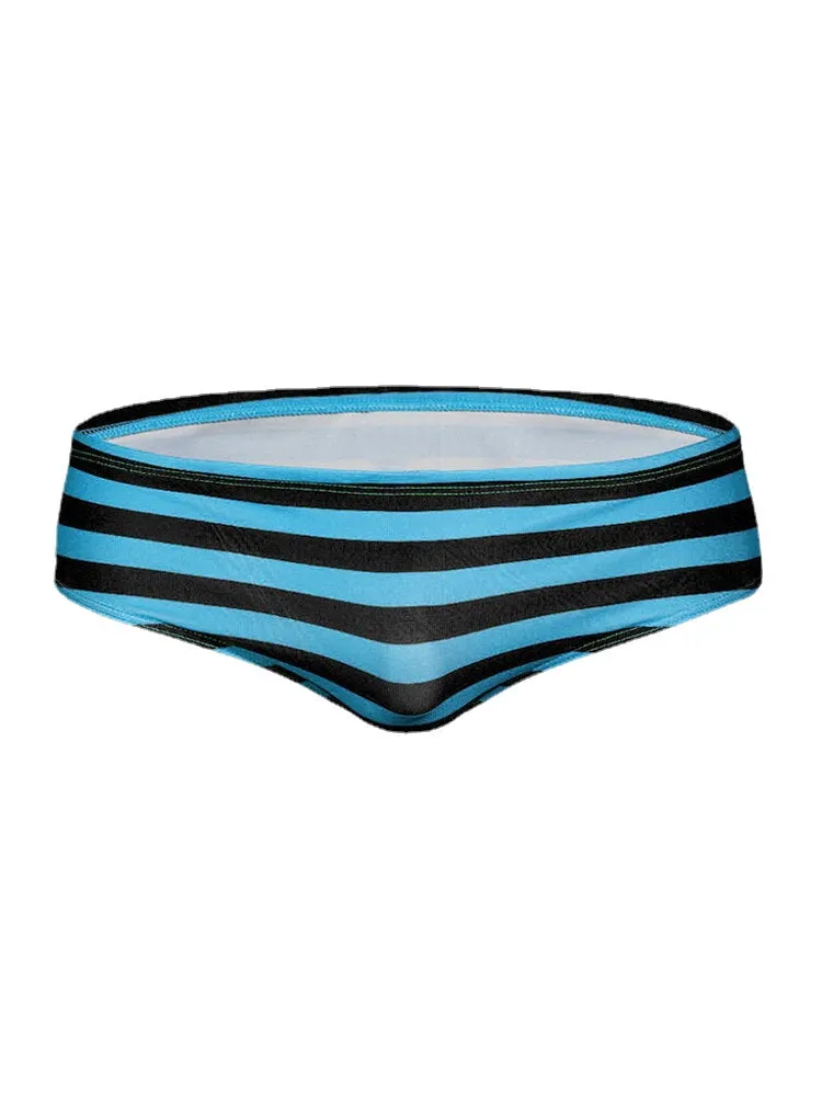 Men's Low Waist Stripe Bikini Underwear - Chinlon, Skinny Fit, Home Wear