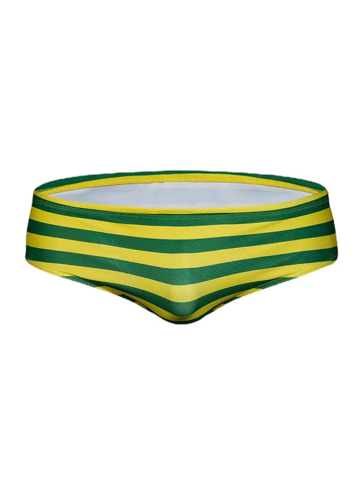 Men's Low Waist Stripe Bikini Underwear - Chinlon, Skinny Fit, Home Wear