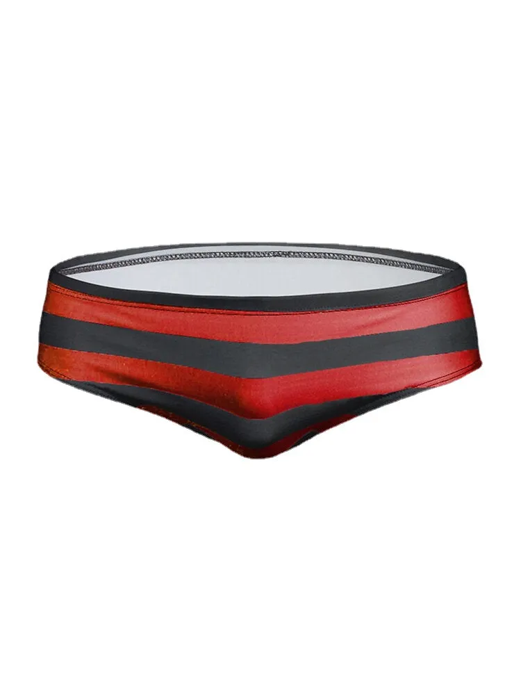 Men's Low Waist Stripe Bikini Underwear - Chinlon, Skinny Fit, Home Wear
