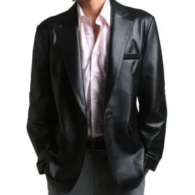 Men's ONE BUTTON Leather Blazer TB006