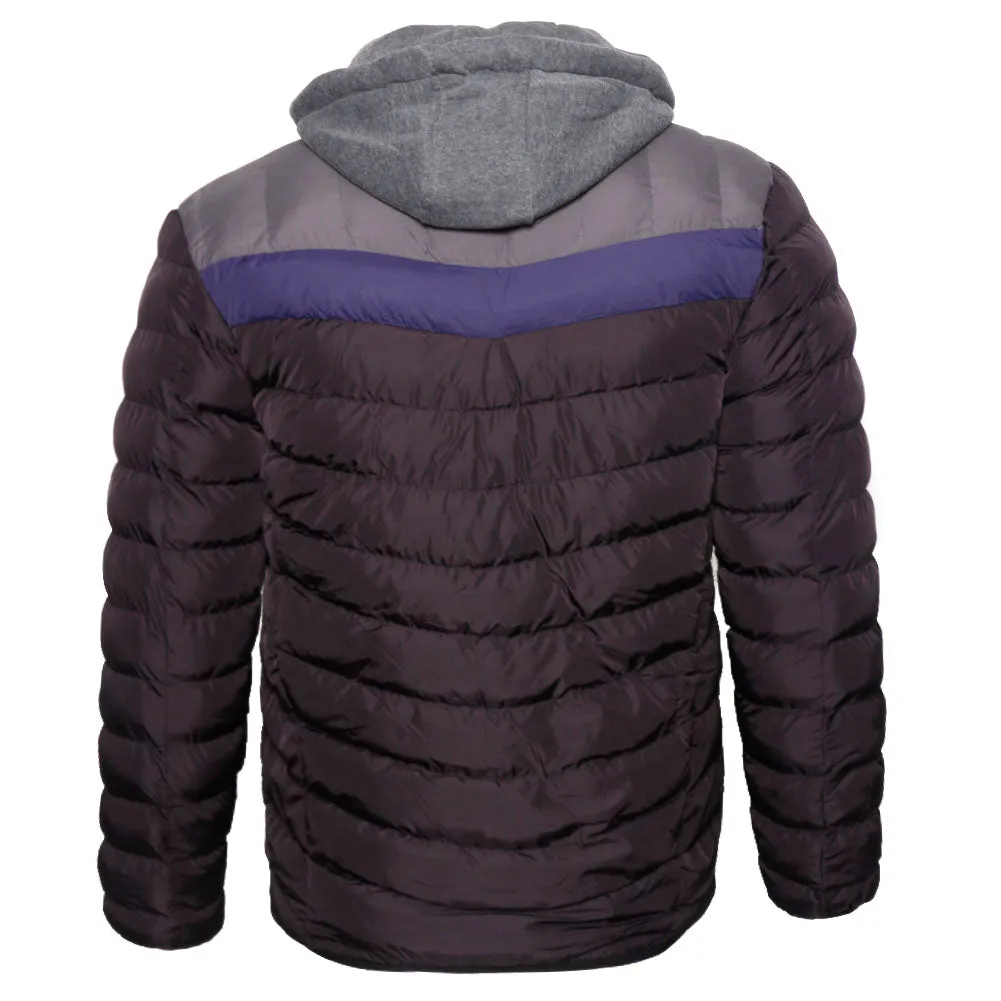 Mens Puffer Rain Jacket Removable Hood Zipper Retro Lightweight Slim Fit