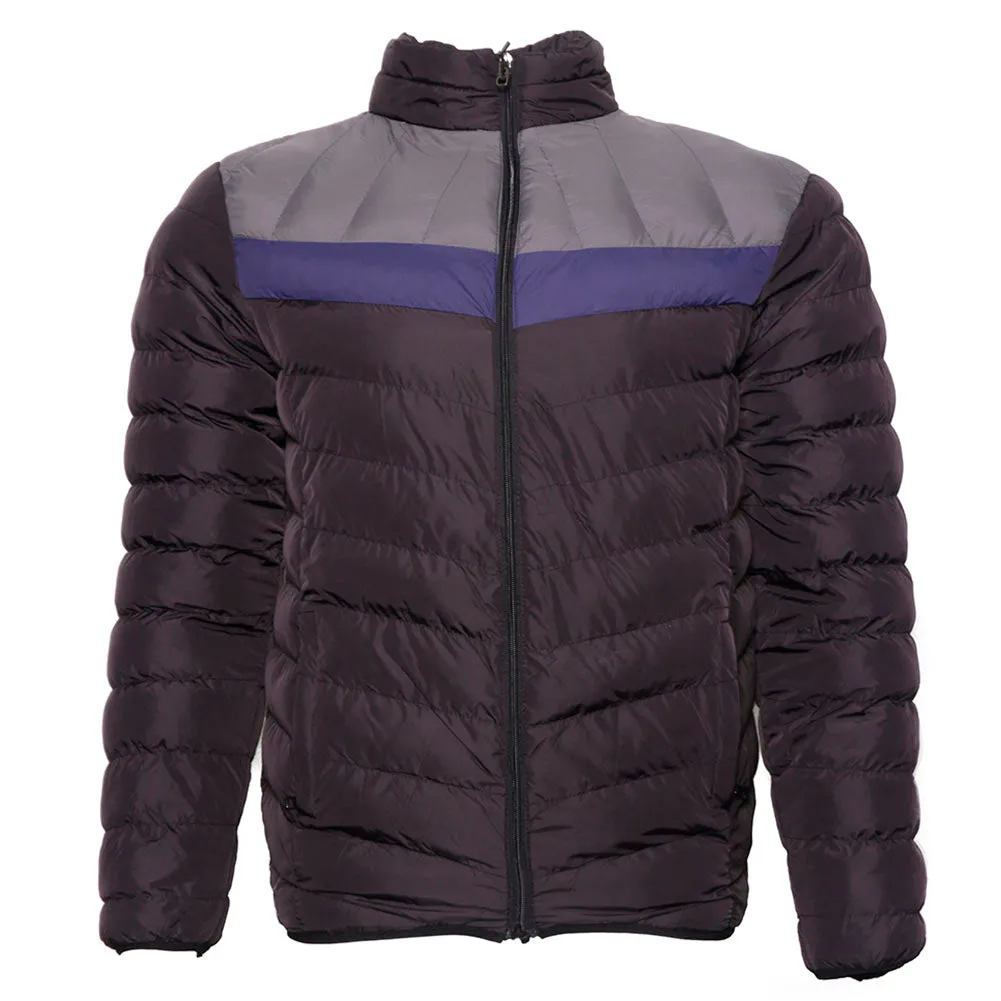 Mens Puffer Rain Jacket Removable Hood Zipper Retro Lightweight Slim Fit