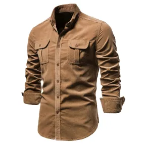Men's Slim Fit Solid Color Business Casual Cotton Shirt