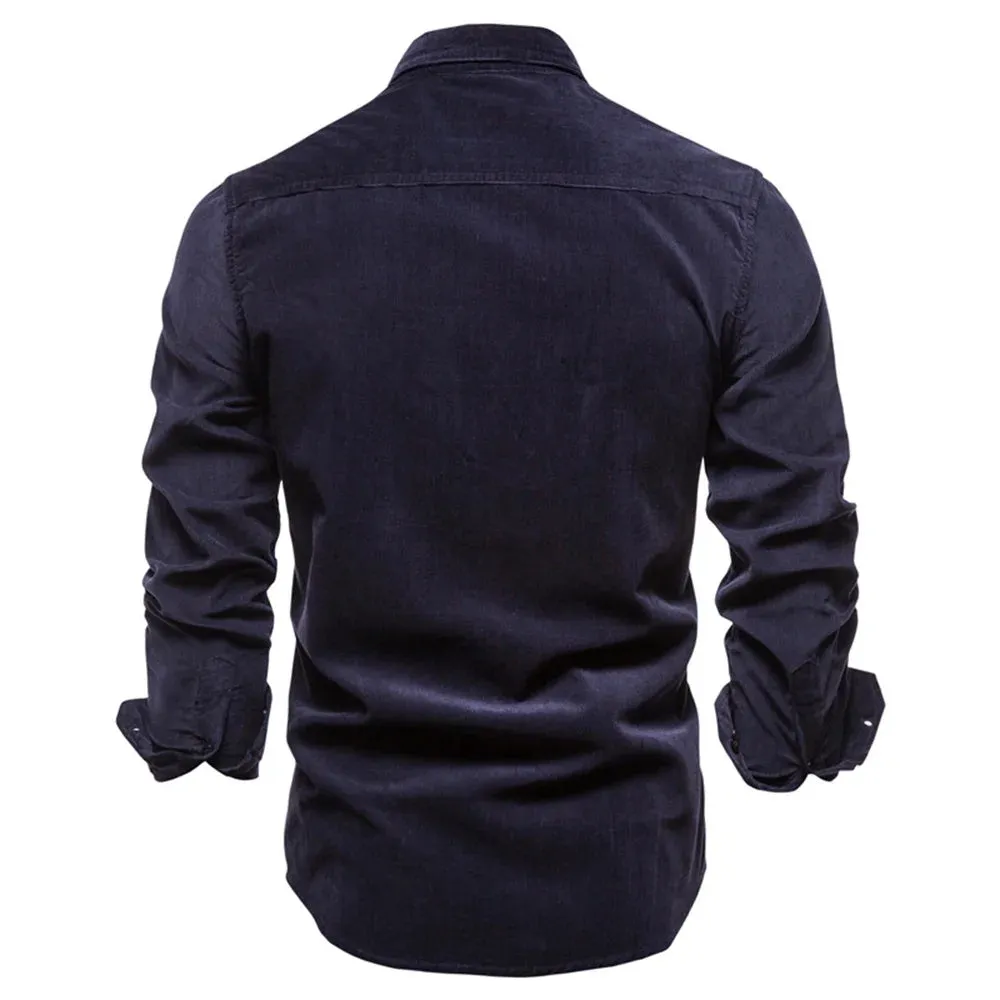 Men's Slim Fit Solid Color Business Casual Cotton Shirt