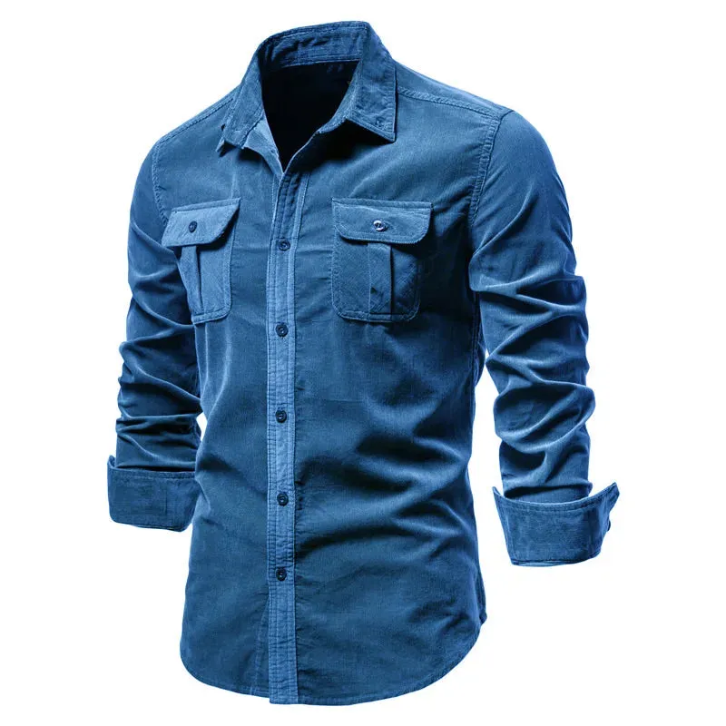 Men's Slim Fit Solid Color Business Casual Cotton Shirt