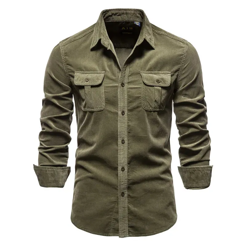 Men's Slim Fit Solid Color Business Casual Cotton Shirt