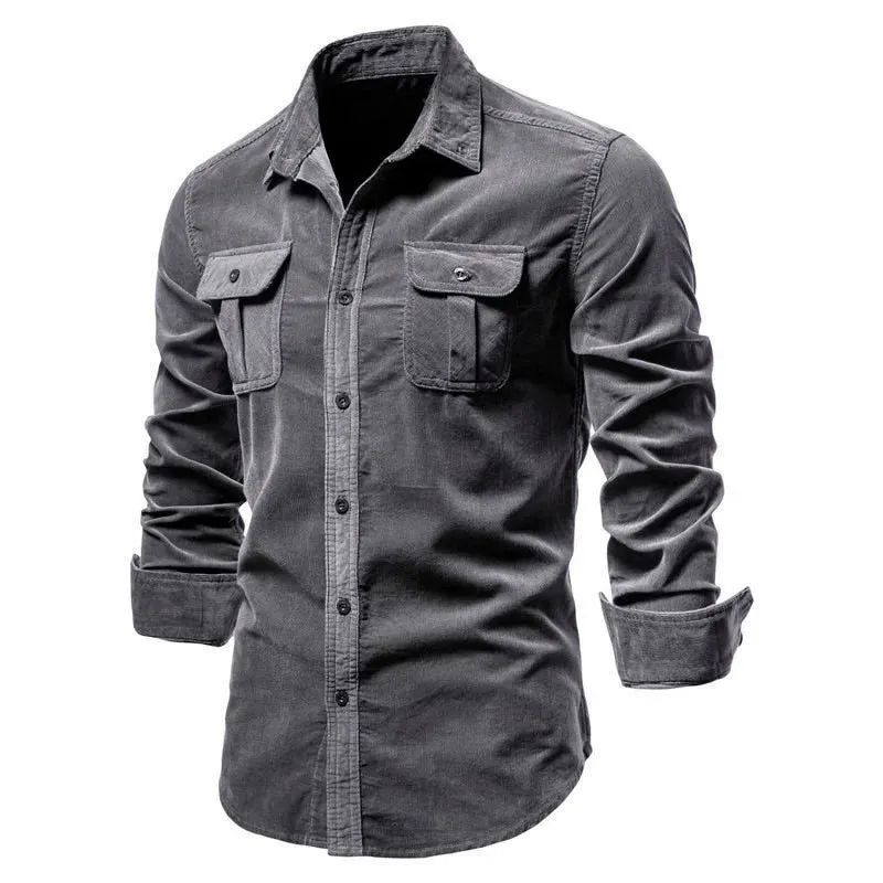 Men's Slim Fit Solid Color Business Casual Cotton Shirt