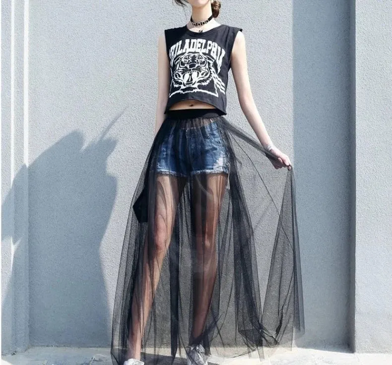 Mesh Lace Maxi Skirt