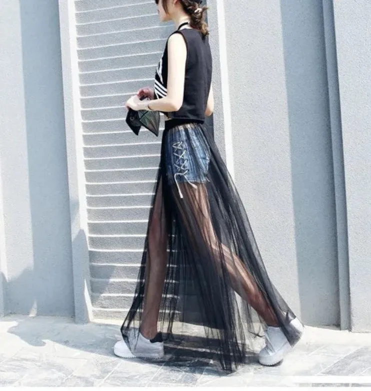 Mesh Lace Maxi Skirt