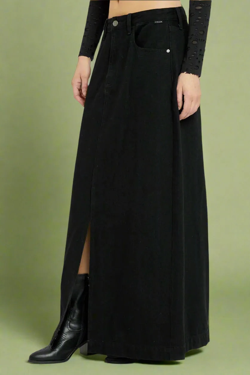 Mid Waisted Maxi Skirt C249 Black