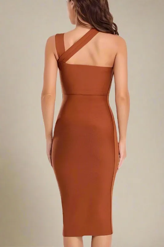Molly Bandage Midi Dress - Tan Brown