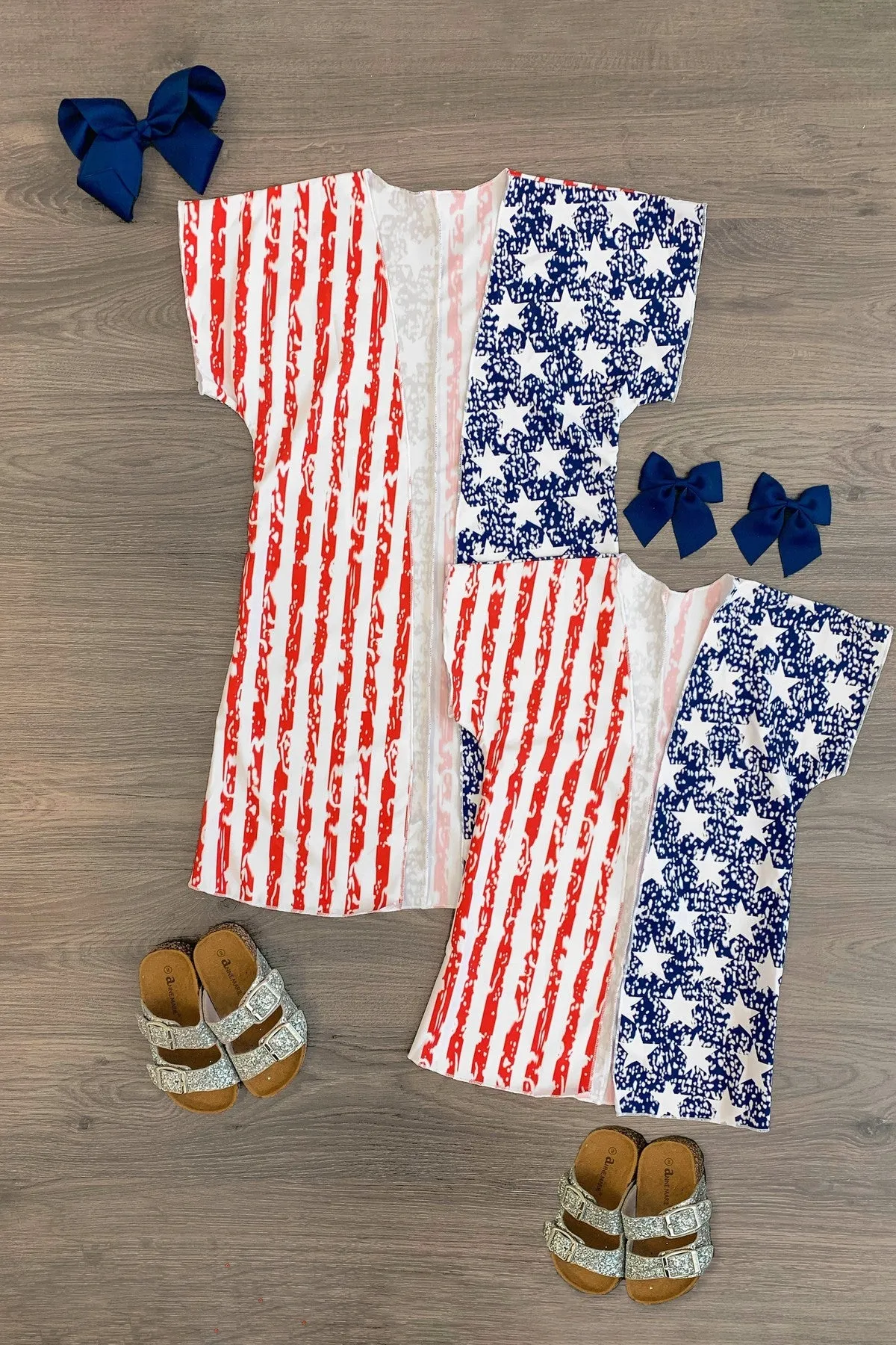Mom & Me - American Flag Kimono Swimsuit Cover Up