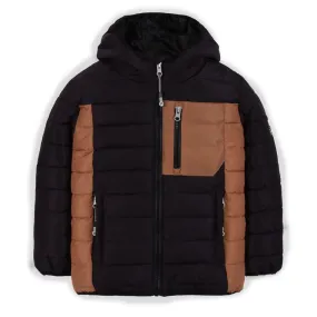 Nano Hooded Puffer Jacket in Taupe/Black : Size 2 to 14