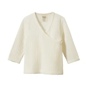 Nature Baby LS Kimono Top Merino Pointelle - Natural