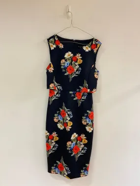 Navy Floral Bodycon Dress, Phase Eight, Size 10 (Elastane, Polyester, Polyester)