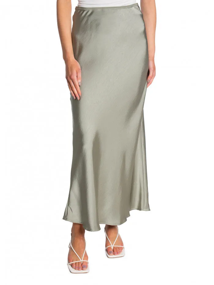 Neo Noir Vicky Heavy Sateen Skirt (Smoke Green)