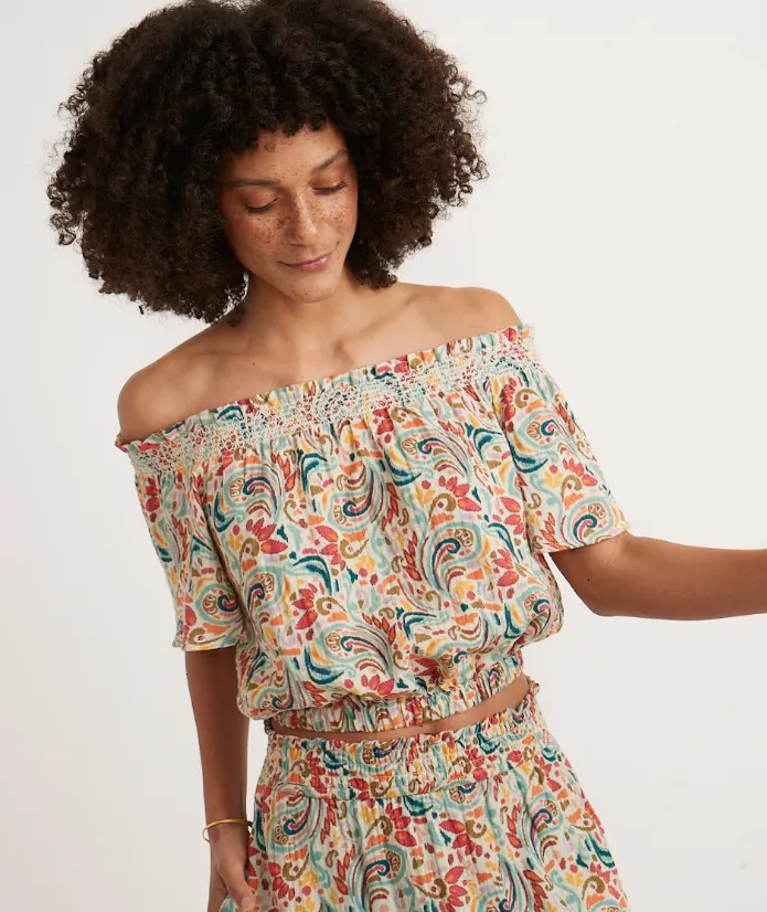 Nora Smocked Top - Multi Paisley