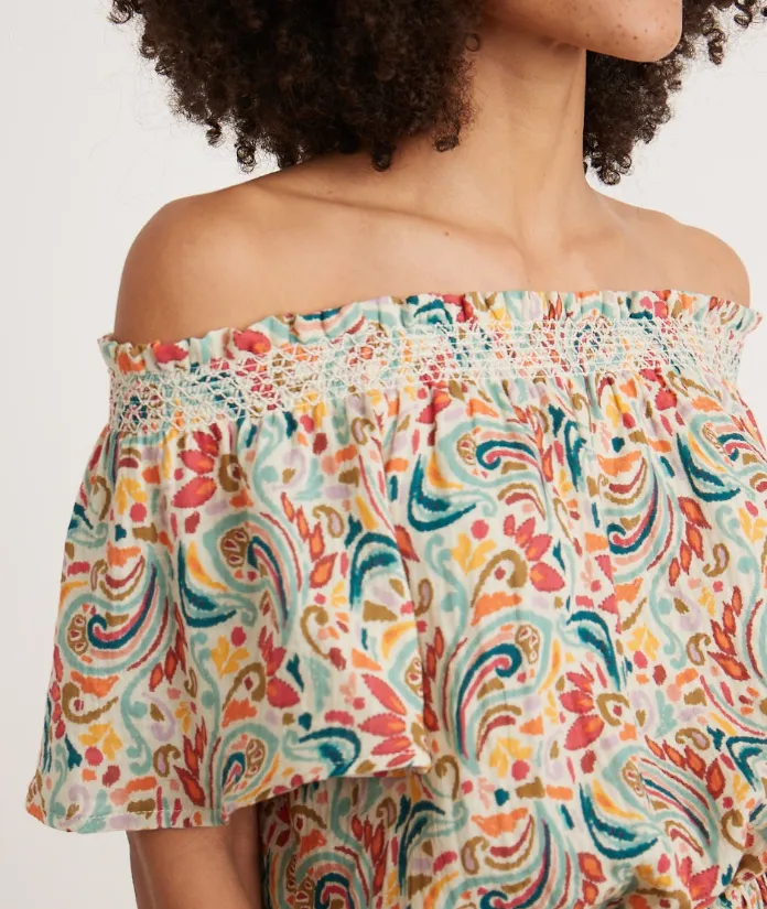 Nora Smocked Top - Multi Paisley