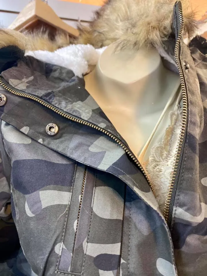 Olive Camo Fur Jacket