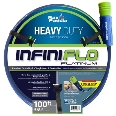 Open Box Ray Padula InfiniFlo 100ft Platinum Heavy Duty Garden Hose