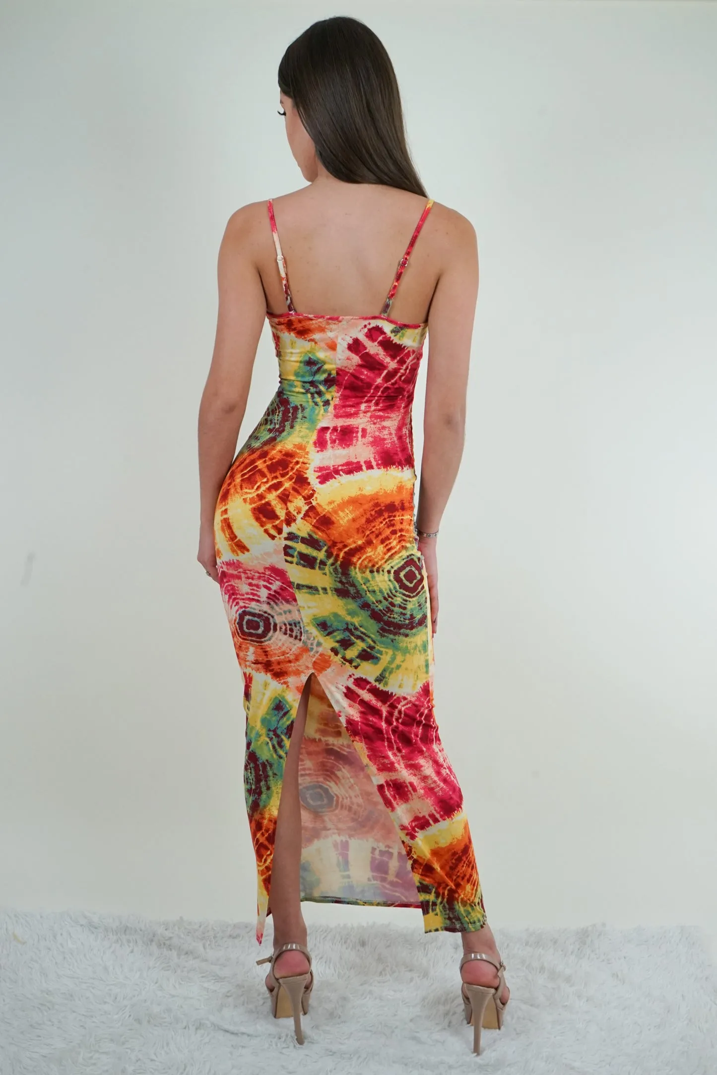 Orange Tie-Dye Maxi Dress