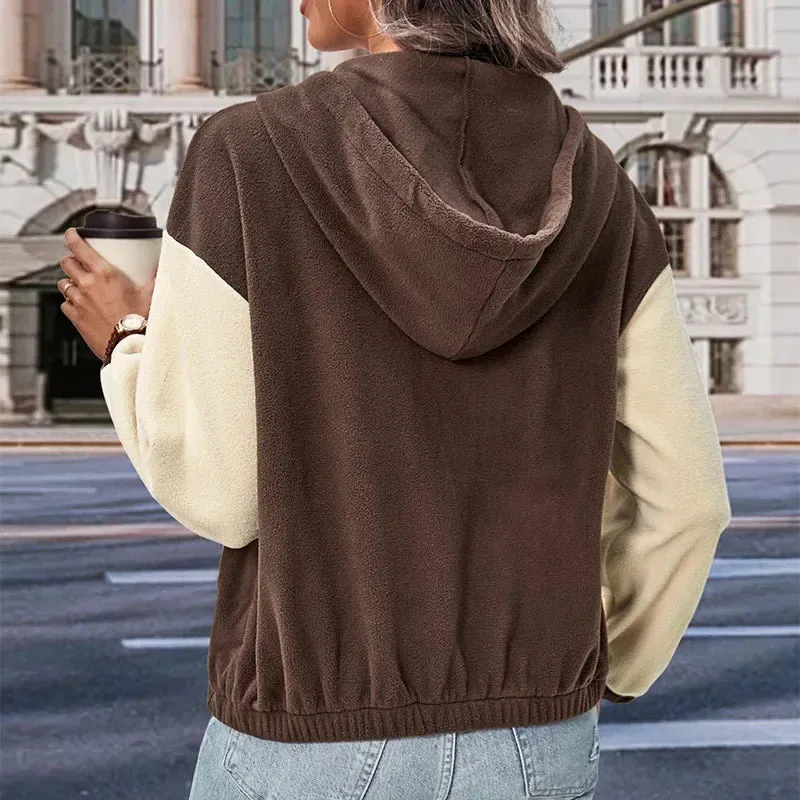 Oriana | Hooded Fleece Jacket for Women – Cozy Patchwork Design, Warm & Stylish Outerwear