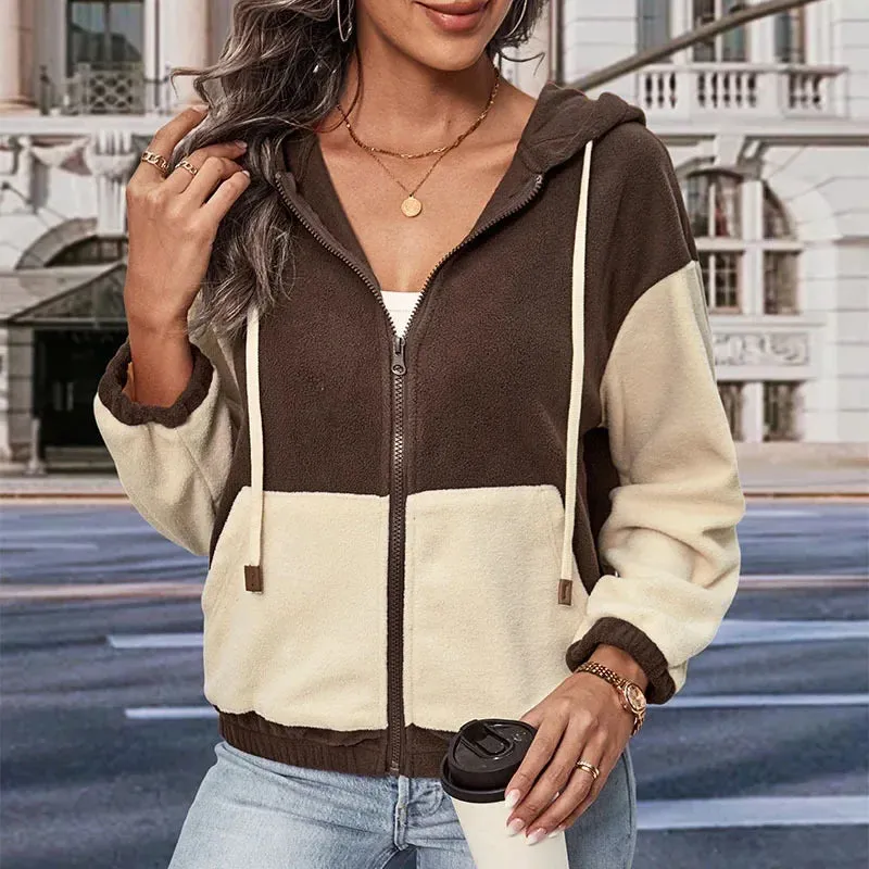 Oriana | Hooded Fleece Jacket for Women – Cozy Patchwork Design, Warm & Stylish Outerwear