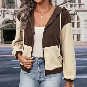 Oriana | Hooded Fleece Jacket for Women – Cozy Patchwork Design, Warm & Stylish Outerwear