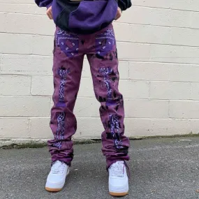 Personalized street style men's cashew flower print trousers
